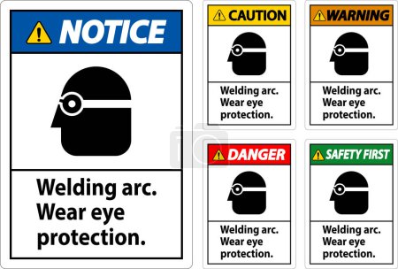 Illustration for Danger Welding Arc Wear Eye Protection Sign - Royalty Free Image