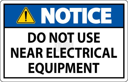 Téléchargez les illustrations : Avis Ne pas utiliser à proximité de matériel électrique - en licence libre de droit