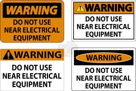 Téléchargez les illustrations : Avertissement Ne pas utiliser à proximité de l'équipement électrique - en licence libre de droit