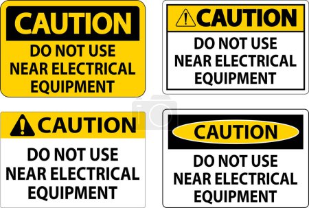 Ilustración de Precaución No utilice equipo eléctrico cercano - Imagen libre de derechos