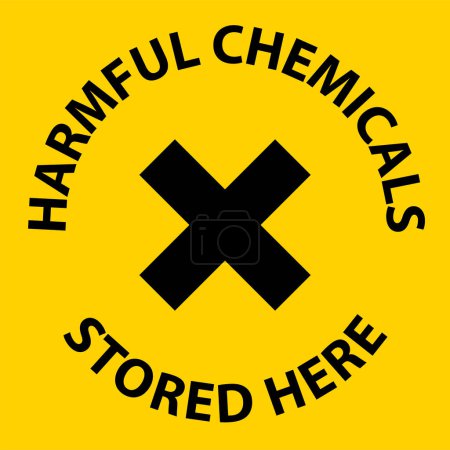 Illustration for Harmful Chemicals Stored Here Sign On White Background - Royalty Free Image