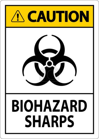 Illustration for Caution Biohazard Label, Biohazard Sharps - Royalty Free Image