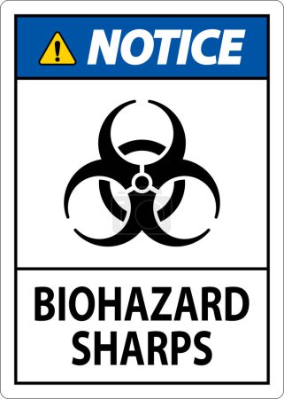 Illustration for Notice Biohazard Label, Biohazard Sharps - Royalty Free Image
