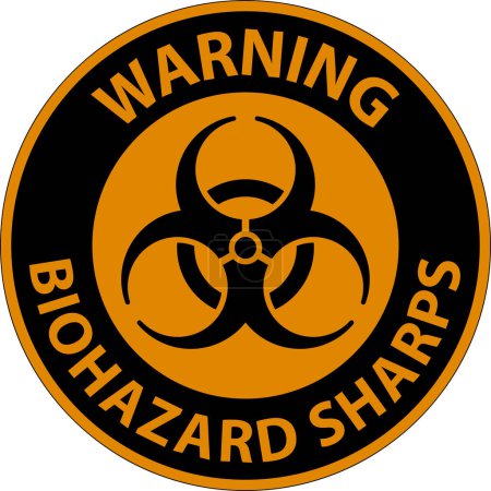 Illustration for Warning Biohazard Label, Biohazard Sharps - Royalty Free Image