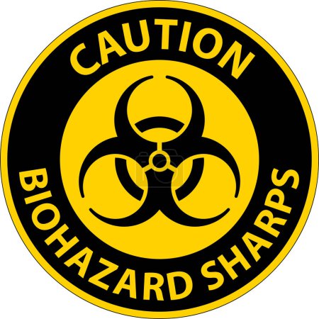 Illustration for Caution Biohazard Label, Biohazard Sharps - Royalty Free Image