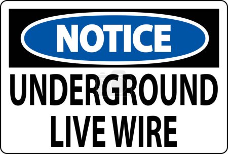 Illustration for Notice Sign, Underground Live Wire - Royalty Free Image