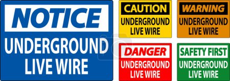 Illustration for Danger Sign, Underground Live Wire - Royalty Free Image
