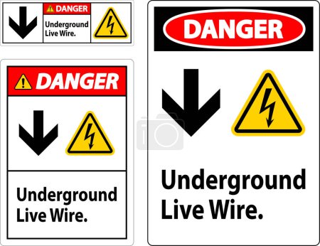 Téléchargez les illustrations : Signal de danger, fil souterrain sous tension. - en licence libre de droit