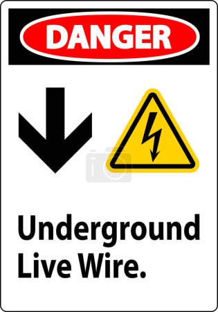 Illustration for Danger Sign, Underground Live Wire. - Royalty Free Image