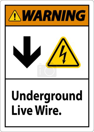 Illustration for Warning Sign, Underground Live Wire. - Royalty Free Image