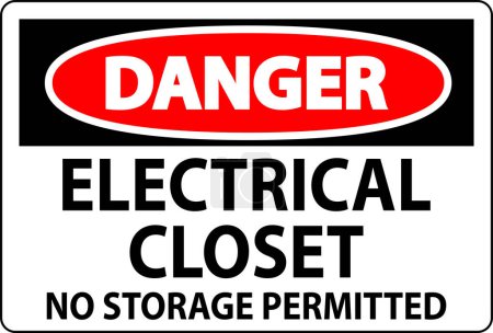 Ilustración de Peligro signo armario eléctrico - No se permite el almacenamiento - Imagen libre de derechos