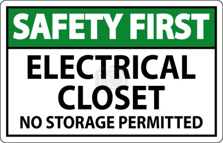 Ilustración de Seguridad Primer signo Armario eléctrico - No se permite el almacenamiento - Imagen libre de derechos