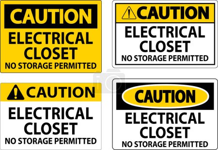 Ilustración de Señal de precaución Armario eléctrico - No se permite el almacenamiento - Imagen libre de derechos