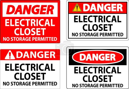 Ilustración de Peligro signo armario eléctrico - No se permite el almacenamiento - Imagen libre de derechos