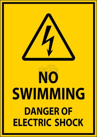 Ilustración de Señal de peligro eléctrico sin natación - Peligro de choque eléctrico - Imagen libre de derechos