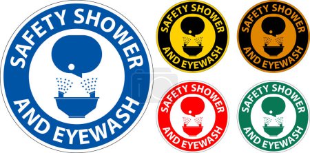 Téléchargez les illustrations : Signe de sol douche de sécurité et de lavage des yeux - en licence libre de droit