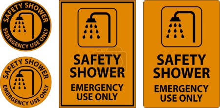 Téléchargez les illustrations : Panneau de douche de sécurité, douche de sécurité - usage d'urgence seulement - en licence libre de droit