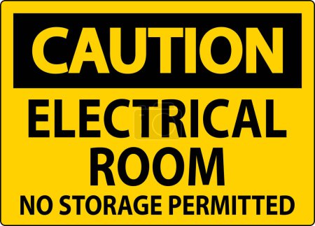 Illustration for Caution Sign Electrical Room, No Storage Permitted - Royalty Free Image