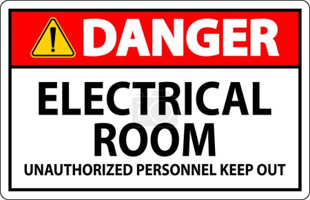 Téléchargez les illustrations : Panneau de danger Salle électrique - Personnel non autorisé Garder à l'écart - en licence libre de droit