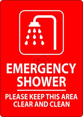 Ilustración de Señal de ducha de emergencia Por favor mantenga esta área clara y limpia - Imagen libre de derechos