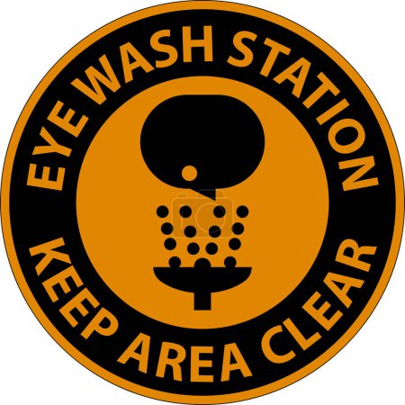 Téléchargez les illustrations : Panneau de sol station de lavage des yeux - Garder la zone claire - en licence libre de droit