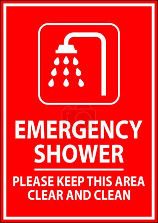 Téléchargez les illustrations : Panneau de douche d'urgence S'il vous plaît garder cette zone claire et propre - en licence libre de droit
