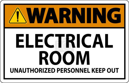 Téléchargez les illustrations : Panneau d'avertissement Salle électrique - Personnel non autorisé Garder à l'écart - en licence libre de droit