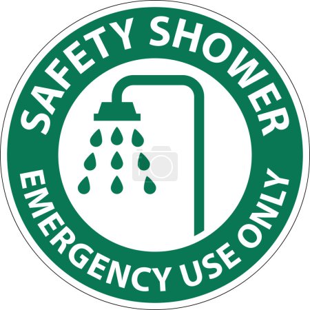 Téléchargez les illustrations : Panneau de douche de sécurité, douche de sécurité - usage d'urgence seulement - en licence libre de droit