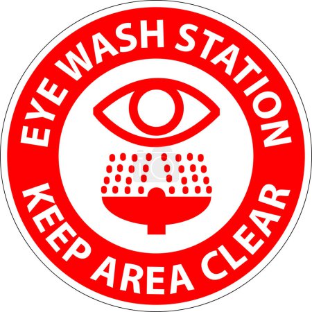 Ilustración de Estación de lavado de ojos de muestra de piso - Mantenga el área limpia - Imagen libre de derechos