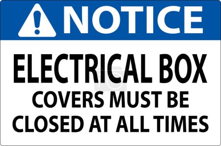 Téléchargez les illustrations : Les couvercles de boîte électrique de signe d'avis doivent être fermés en tout temps - en licence libre de droit