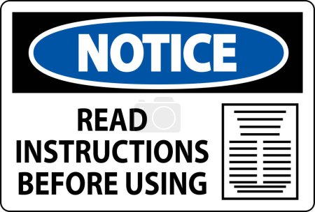 Ilustración de Aviso de señalización de la máquina Instrucciones de lectura antes de usar - Imagen libre de derechos
