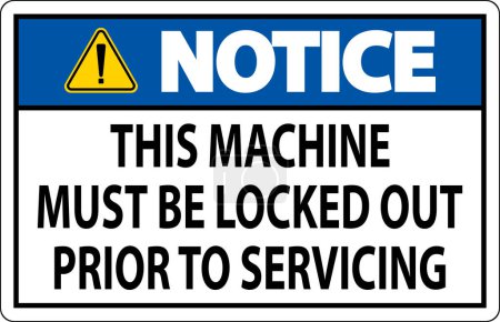 Téléchargez les illustrations : Signaler la machine Cette machine doit être verrouillée avant l'entretien - en licence libre de droit