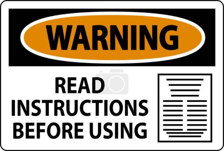 Ilustración de Señal de la máquina de advertencia Lea las instrucciones antes de usar - Imagen libre de derechos