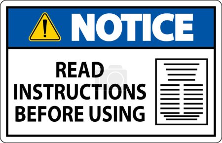 Ilustración de Aviso de señalización de la máquina Instrucciones de lectura antes de usar - Imagen libre de derechos