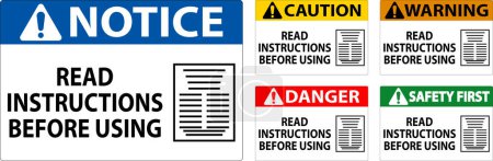 Ilustración de Señal de la máquina de precaución Lea las instrucciones antes de usar - Imagen libre de derechos