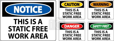 Illustration for Notice Sign This Is A Static Free Work Area - Royalty Free Image