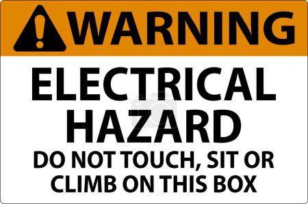 Ilustración de Señal de advertencia Peligro eléctrico: no toque, se siente ni suba a esta caja - Imagen libre de derechos