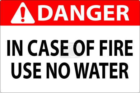 Illustration for Danger Sign: Danger - In Case Of Fire Use No Water - Royalty Free Image