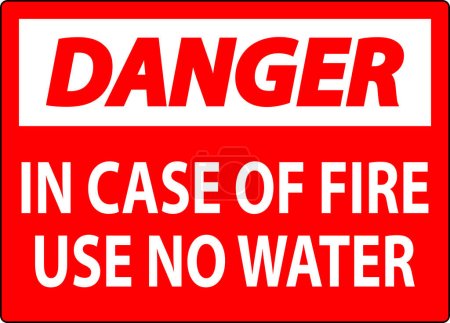 Téléchargez les illustrations : Signe de danger : Danger - En cas d'incendie n'utilisez pas d'eau - en licence libre de droit