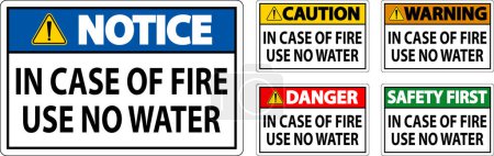 Téléchargez les illustrations : Signe de danger : Danger - En cas d'incendie n'utilisez pas d'eau - en licence libre de droit