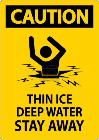 Illustration for Caution Sign Thin Ice Deep Water, Stay Away - Royalty Free Image