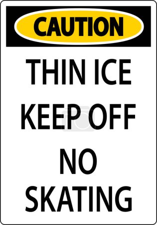 Ilustración de Precaución de señal de hielo delgado: hielo delgado no patinar - Imagen libre de derechos