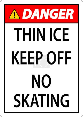 Ilustración de Peligro de señal de hielo delgado - hielo delgado no patinar - Imagen libre de derechos
