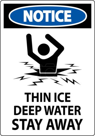 Illustration for Notice Sign Thin Ice Deep Water, Stay Away - Royalty Free Image
