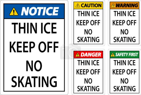 Ilustración de Advertencia de señal de hielo delgada - hielo delgado no patinar - Imagen libre de derechos