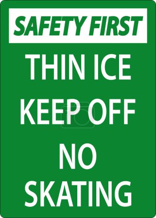 Ilustración de La seguridad delgada de la muestra de hielo primero: el hielo fino no patina - Imagen libre de derechos