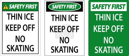 Ilustración de La seguridad delgada de la muestra de hielo primero: el hielo fino no patina - Imagen libre de derechos