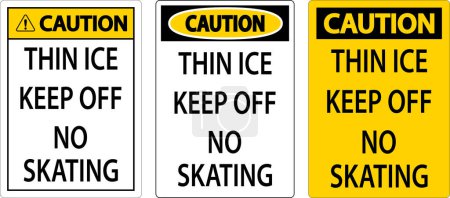 Ilustración de Precaución de señal de hielo delgado: hielo delgado no patinar - Imagen libre de derechos