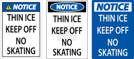 Ilustración de Advertencia de señal de hielo delgada - hielo delgado no patinar - Imagen libre de derechos