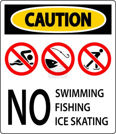 Téléchargez les illustrations : Panneau d'interdiction Avertissement - Pas de natation, Pêche, Patinage sur glace - en licence libre de droit
